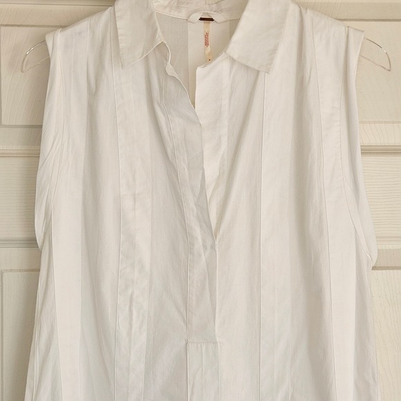 Free People Naomi Sleeveless Pintuck Mini Dress Ivory White Cotton Sz Small NEW - Picture 6 of 15